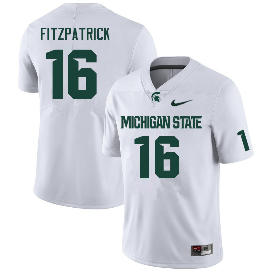 Men #16 Christian Fitzpatrick Michigan State Spartans College Football Jerseys Sale-White